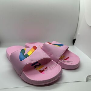 Liberation Pink Rainbow Slides Pool Sandals Summer Beach Slippers Multi